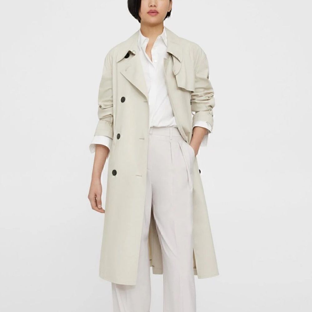 THEORY Double-Breasted Trench Coat in Cotton-Blend